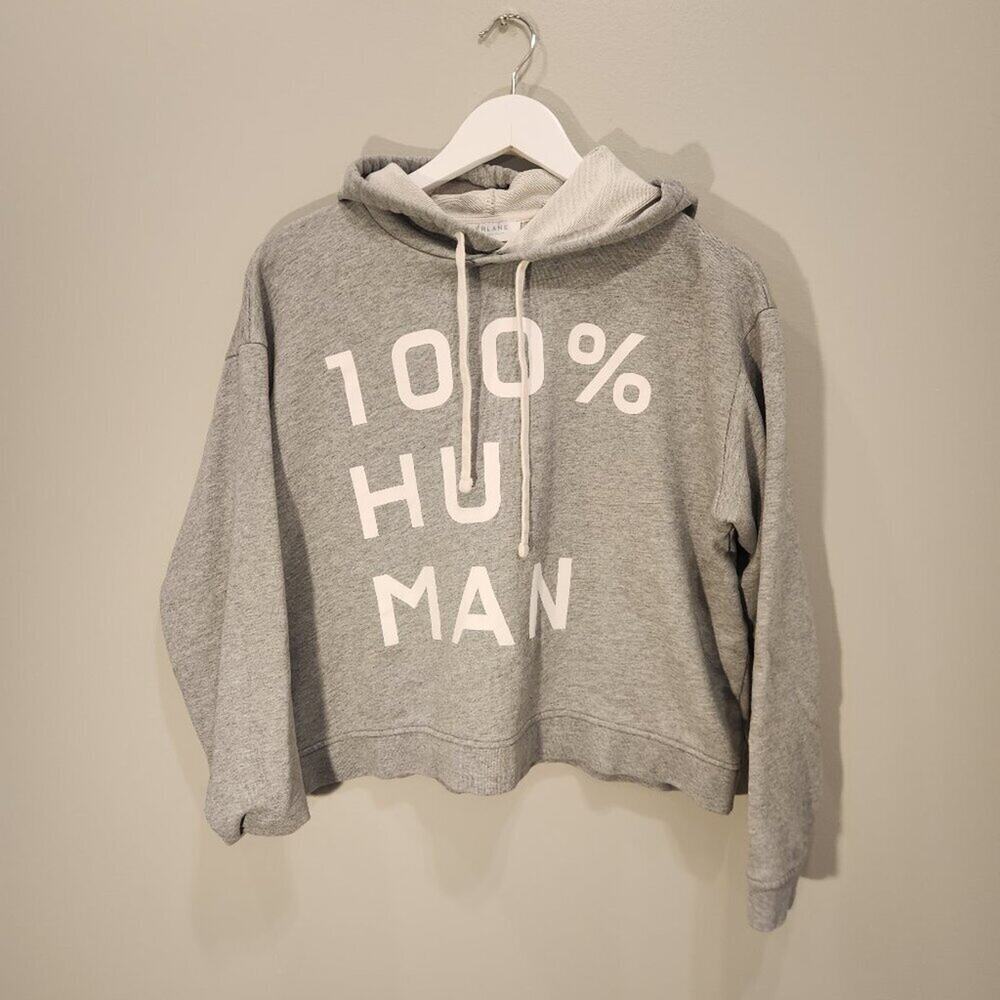 Everlane Women's Sweatshirt Hooded Cropped Grey 100% Human - Size S